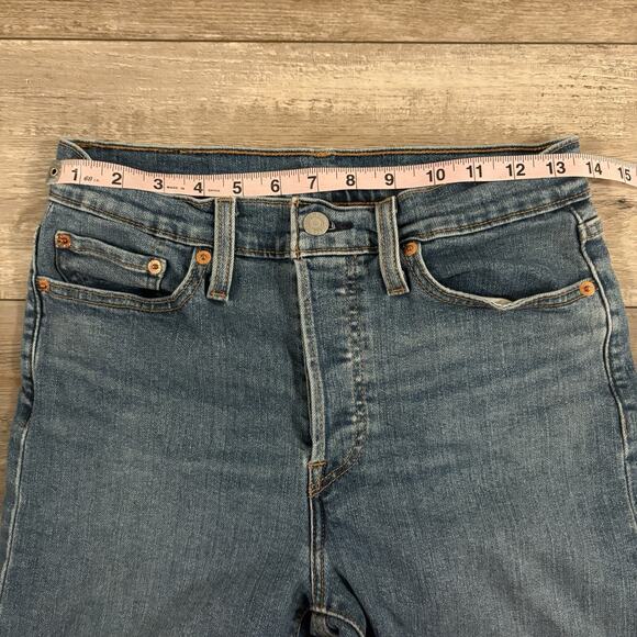 Levis Wedgie Straight Jeans | Women 28 X 27 | Raw Hem Button Fly High Rise Denim - Picture 5 of 11